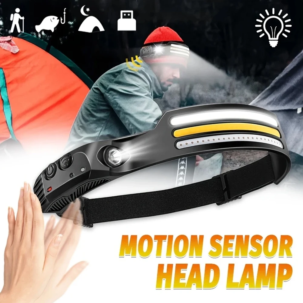 Fishing Headlamp - Recarregável cob led farol de indução