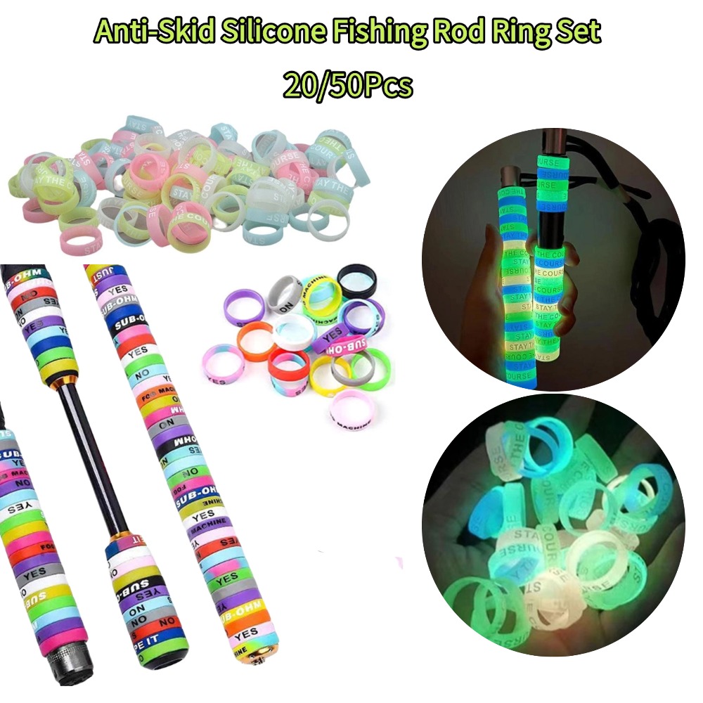 Fishing Rod Glove - 20/50 Peças Anéis de Silicone Antiderrapantes