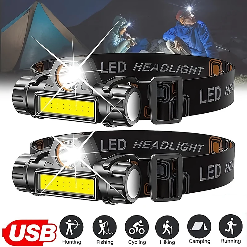 Recarregável cob led usb farol - Fishing Headlamp avaliação e preço